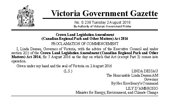 Canadian Regional Park Declaration Canadian Regional Park Declaration