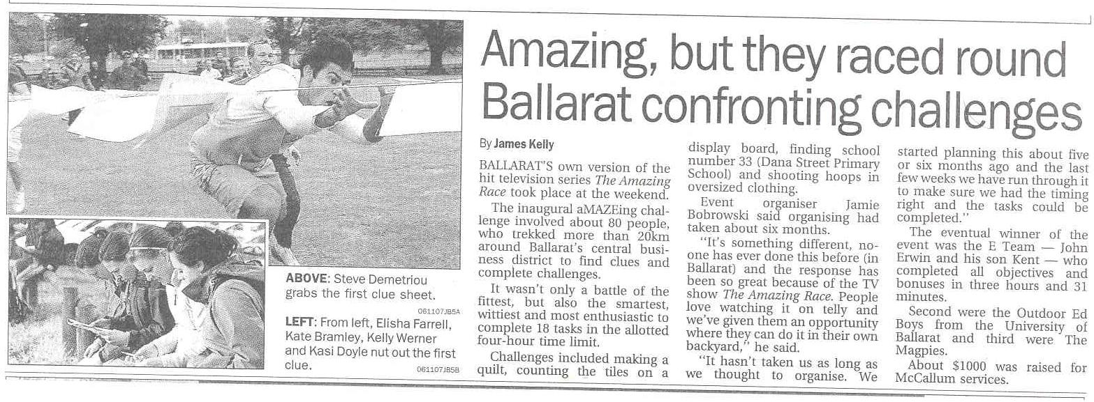 Ballarat Courier article on aMAZEing Ballarat 2007